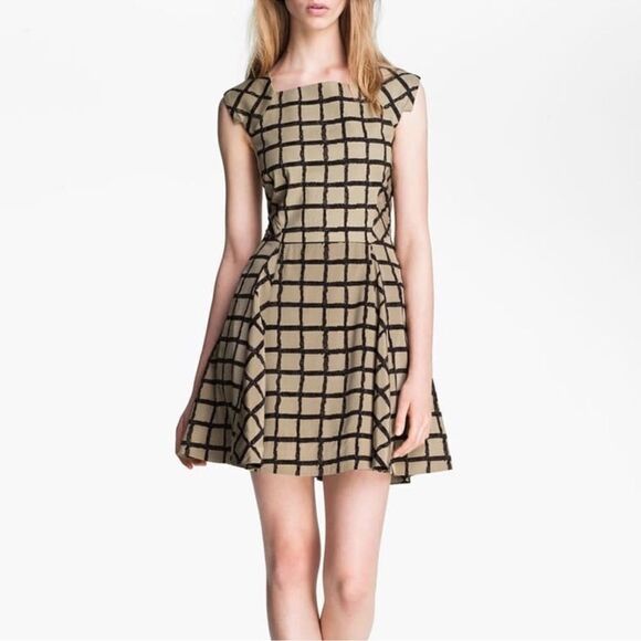 NWOT Rag & Bone Lorie Windowpane Print Flare Dress 10 - Picture 1 of 15